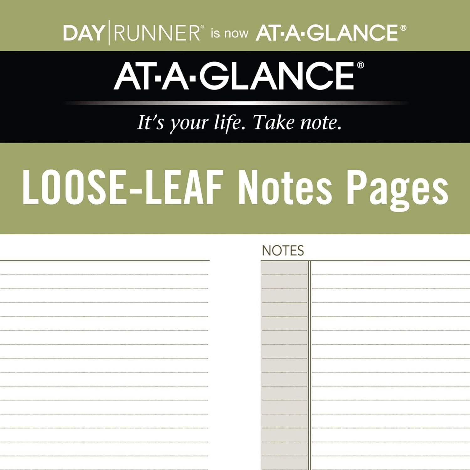 Day Runner Notes Pages, 87228 DAY-TIMER, Refill, Loose-Leaf , Undated, for Plann