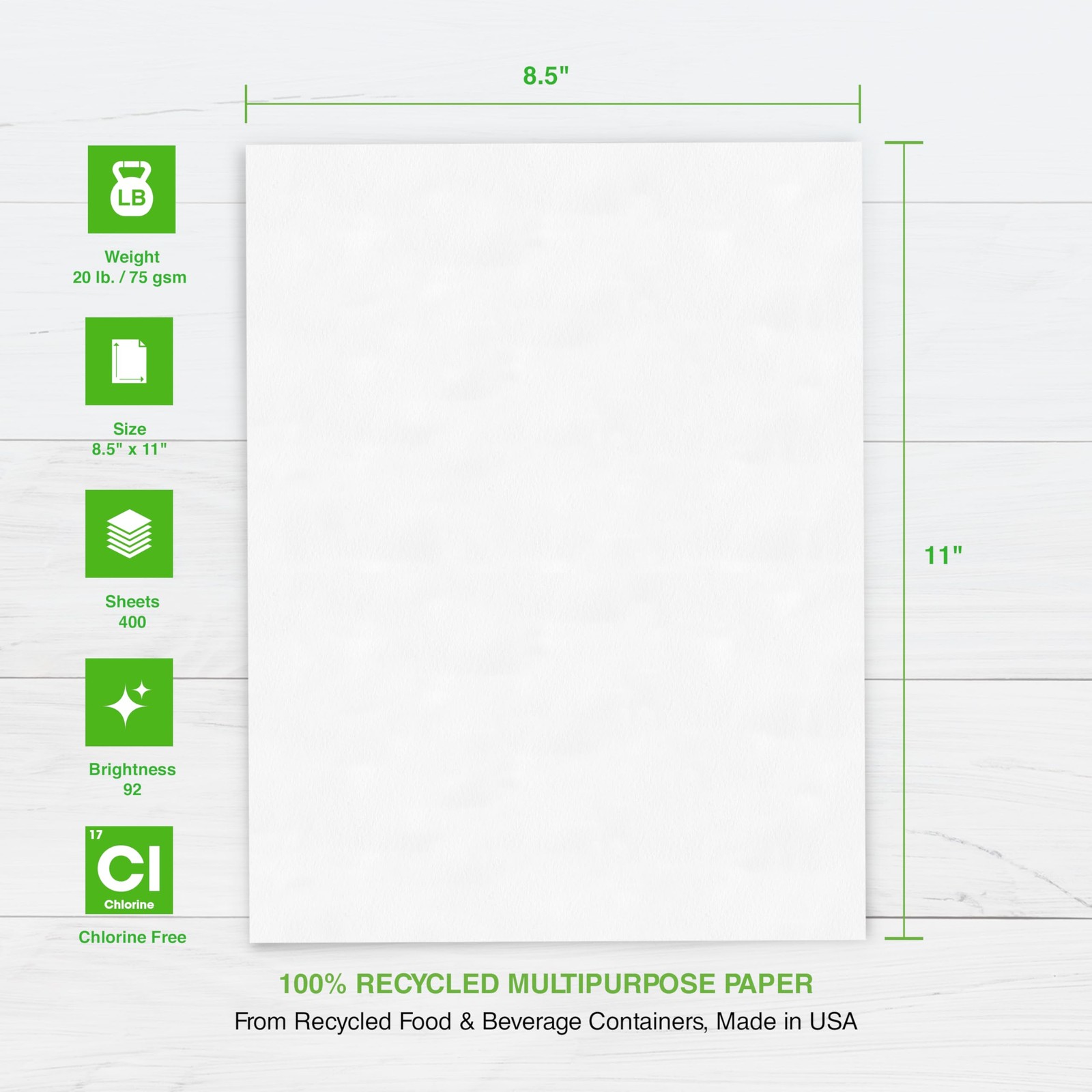 100% Recycled Printer Paper 8.5″ x 11″ White – 20 lb Copy & Multipurpose Comp…