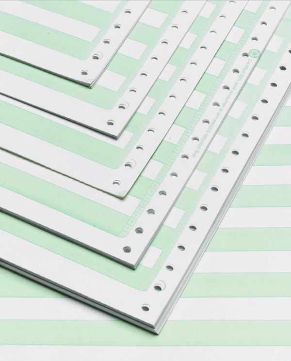 Alliance Continuous Paper 14-7/8×11″ 1/2″ Green Bar 1Pt 20lb 2300/Ctn 50Ctns/PLT