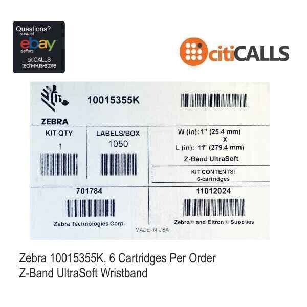 Zebra 10015355K Z-Band UltraSoft Wristband Cartridge Kit (White) – 1″ Width