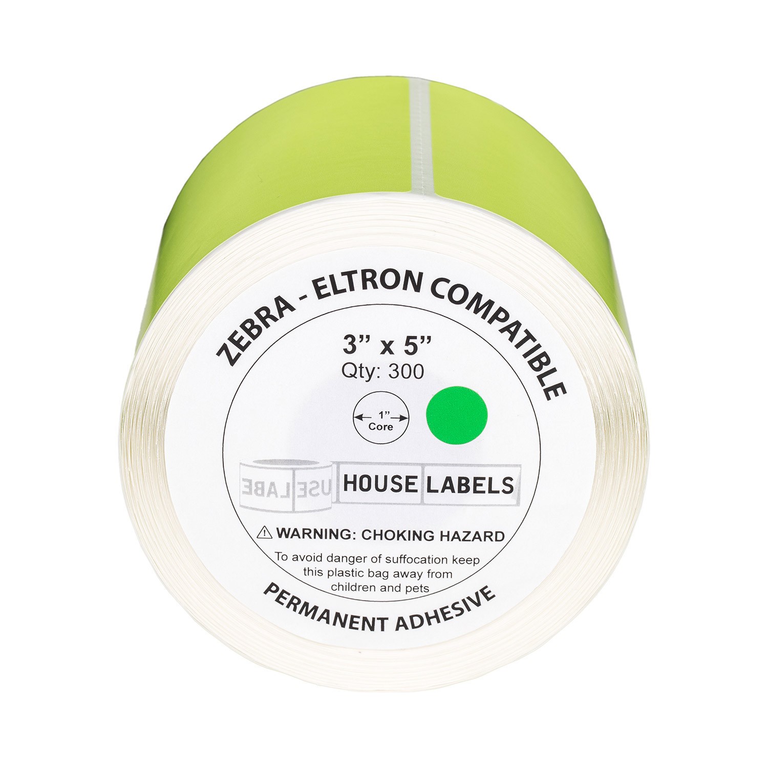 HOUSELABELS 3″x5″ Direct Thermal GREEN Labels, 1″ Core – 20 Rolls