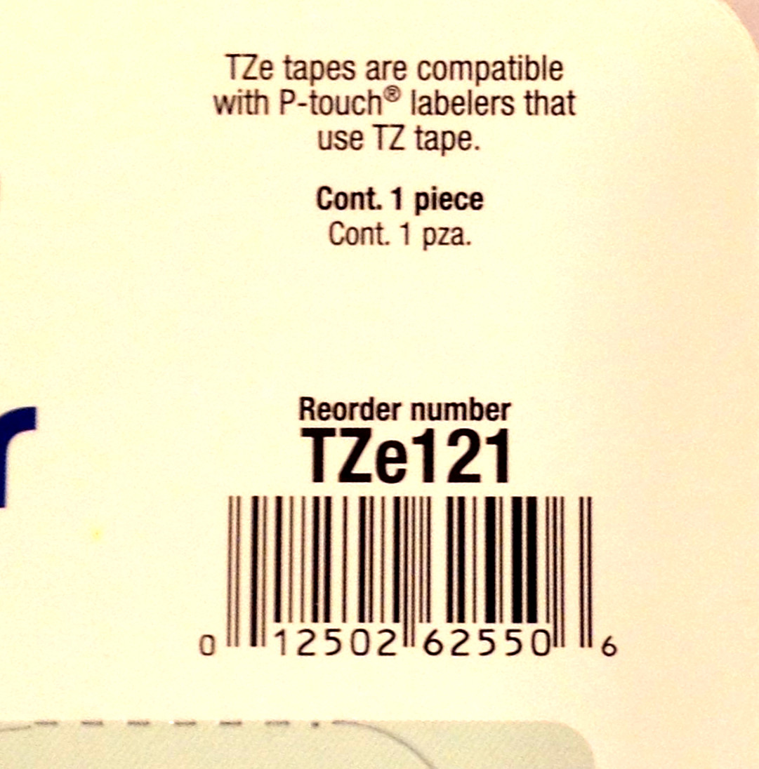 Brother P-Touch TZe-121 BLACK on CLEAR Tape 3/8″ X 26.2′ TZe131 PTouch NEW