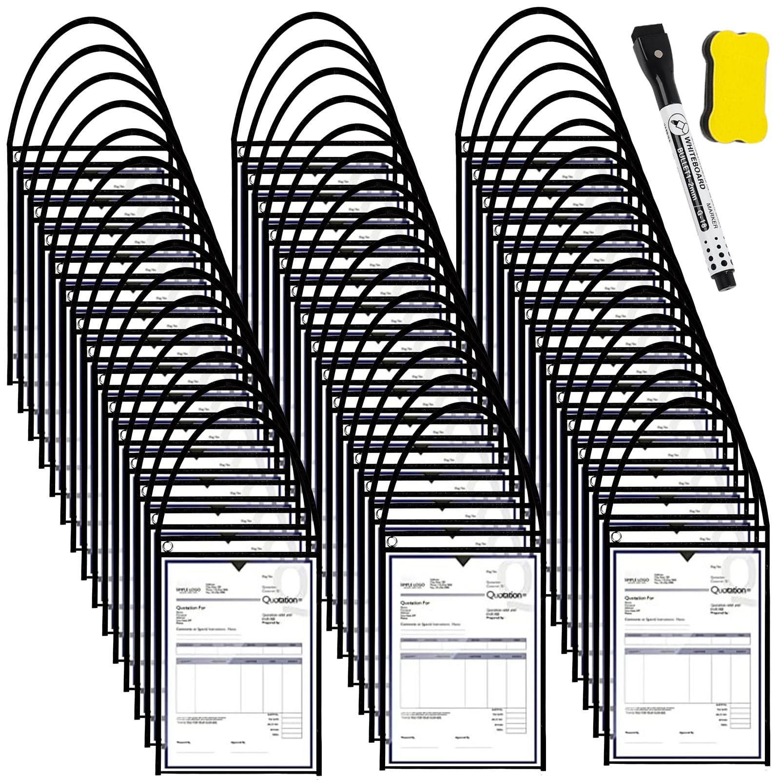 50 Pack Job Ticket Holders Work Order Holder Pockets for 9 x 12 Inch Hanging …
