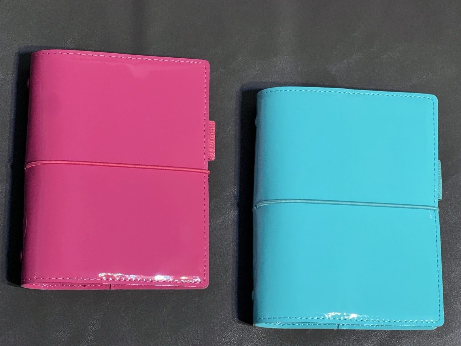 Filofax Domino Pocket Size Patent Hot Pink & Turquoise Organizers NEW/Other!!!