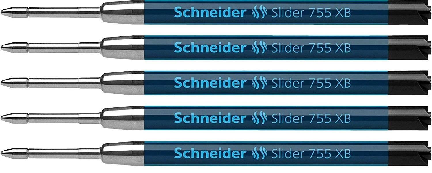 Schneider Slider 755 Ballpoint Refill, Permanent XB Blue, Blister Pack of 5