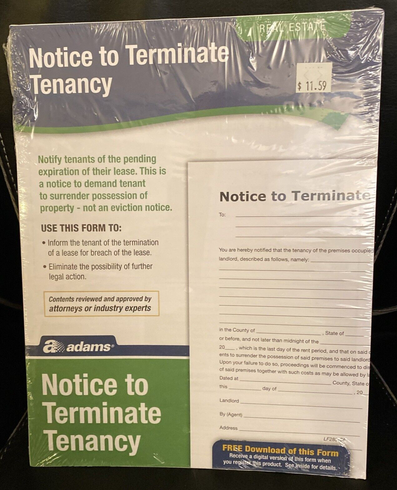 Adams LF285 Notice to Terminate Tenancy Real Estate Forms