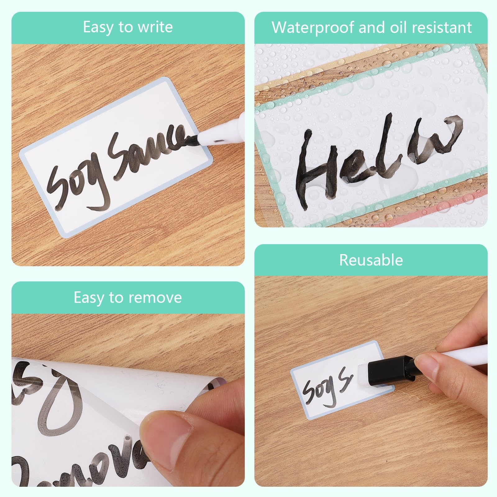 Dry Erase Sticker Labels Reusable 1.2In ×3In, 2In×2.4In, Colorful