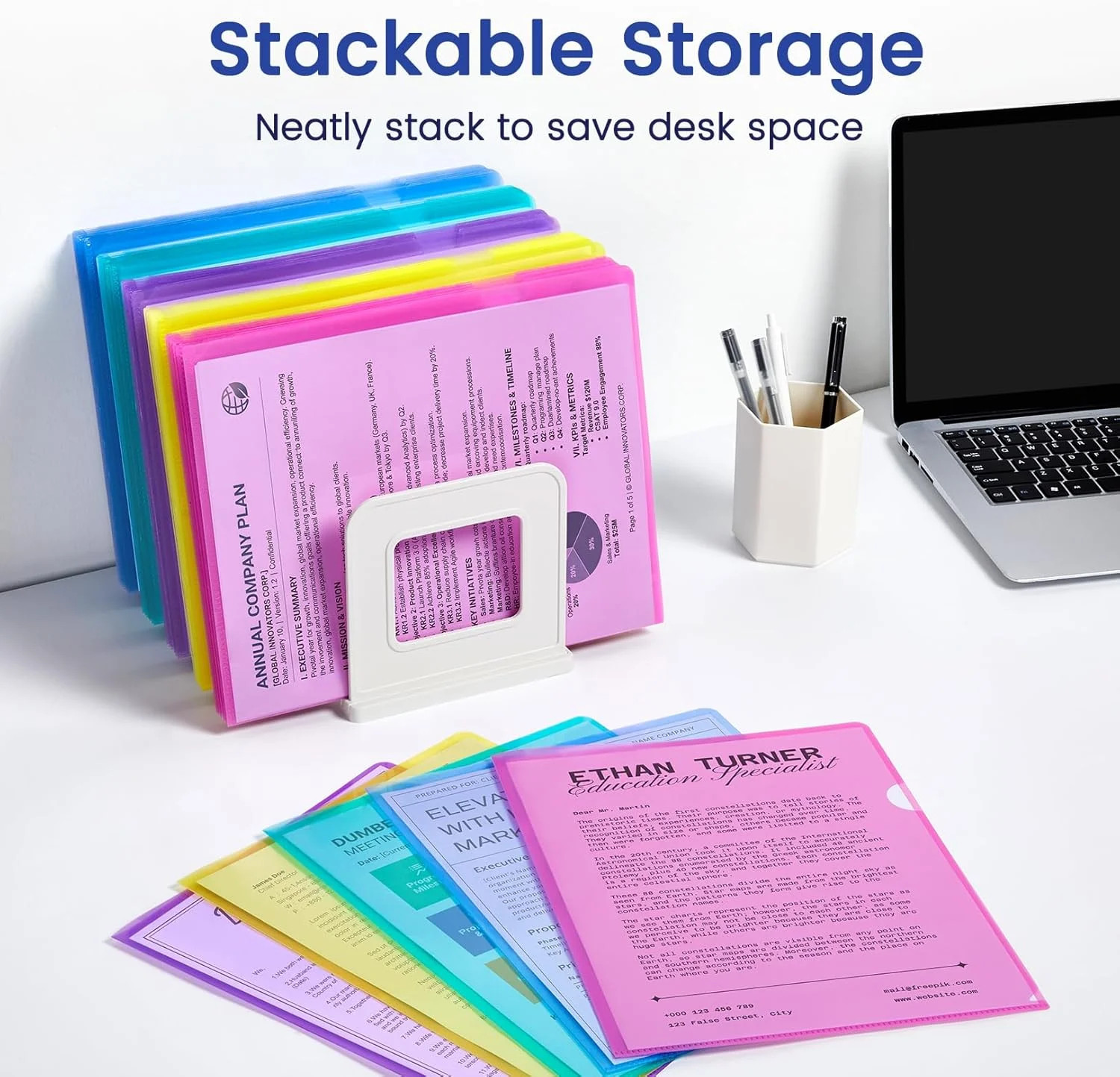 Sooez 25 Pack Clear Document Folder Project Pockets, Clear Plastic Folders Lette