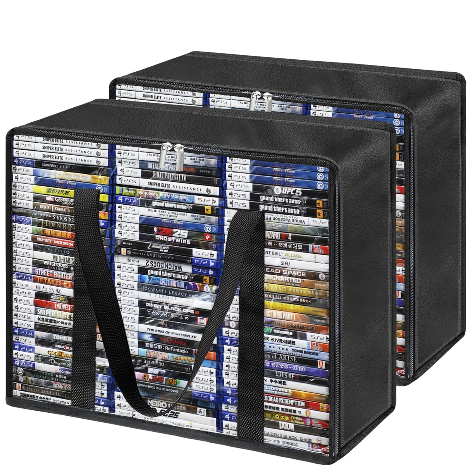 DVD Storage Bags 2-Pack, Holds 70 DVDs 90 Blu-Rays 120 CDs, Highly Clear & St…
