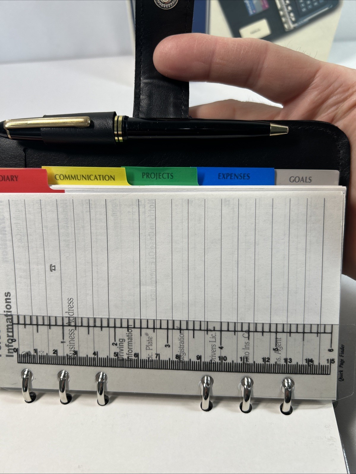 Black Business Leather Personal Calculator Organizer Folder Memo