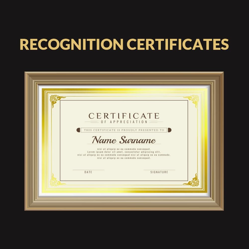 100 Sheets Certificate Papers – Blank Gold Foil Border Letter Size 8.5×11 for