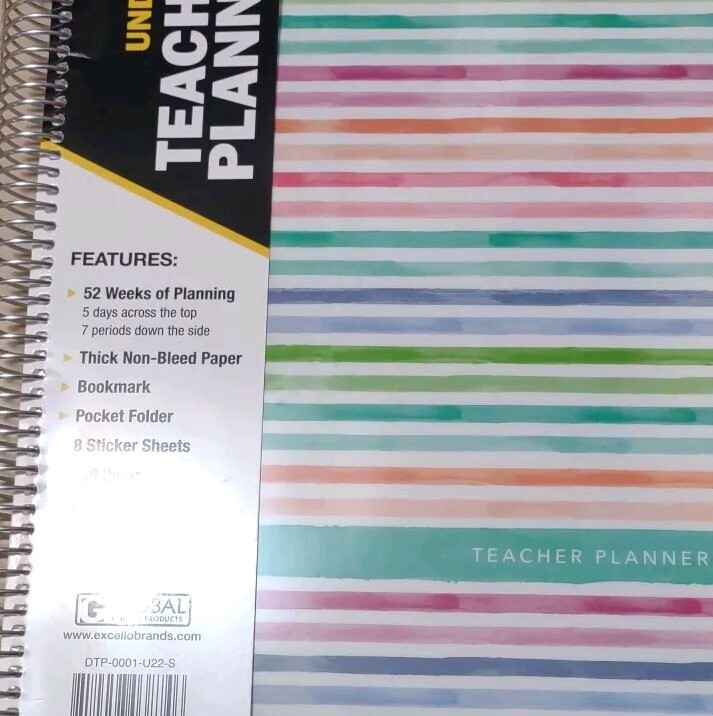 Global Printed Products Undated Teacher Planner 52 Weeks w/Stickers