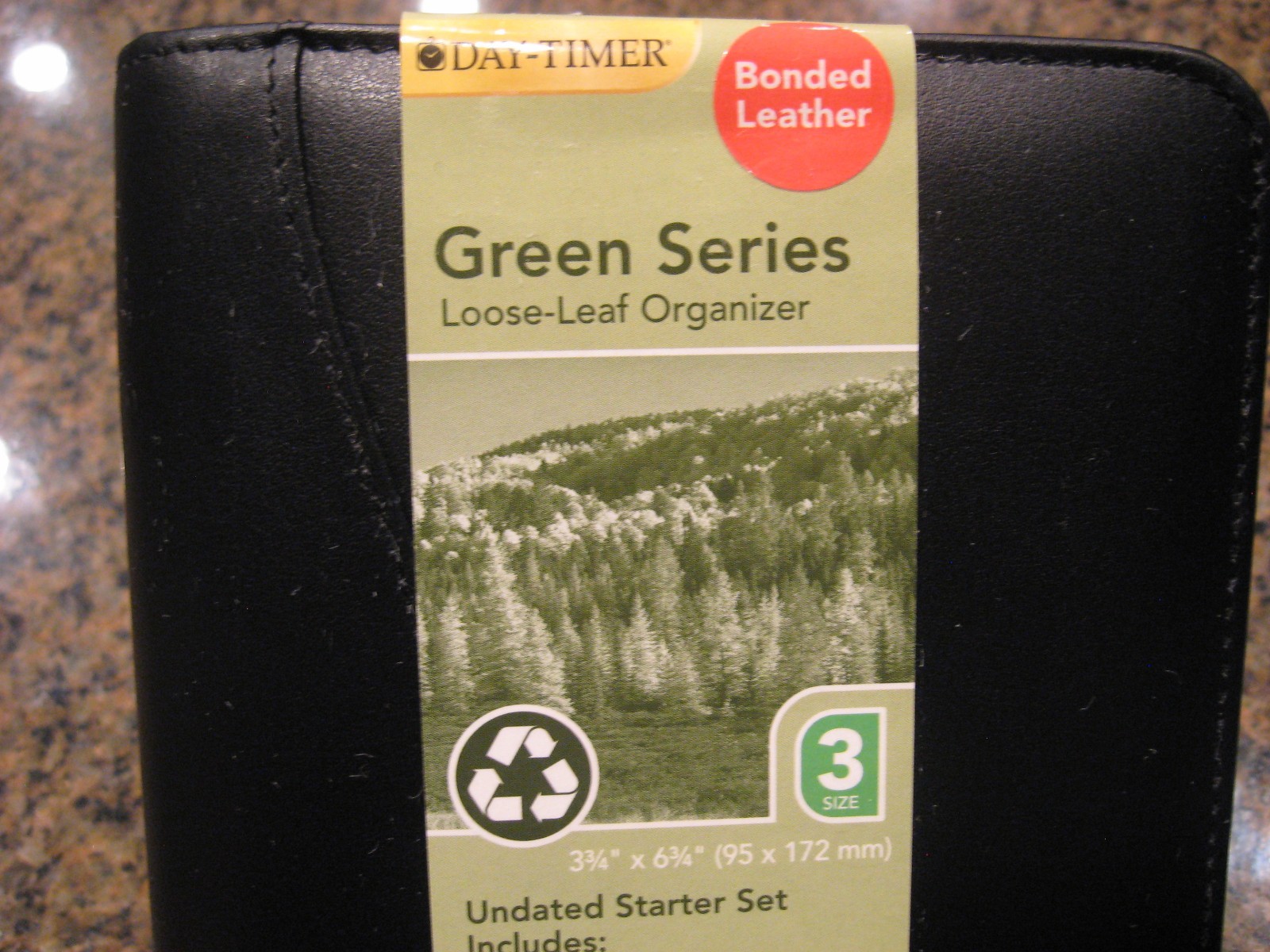 ACCO Day-Timer Green Series Black Bonded Leather Size 3 Organizer Planner