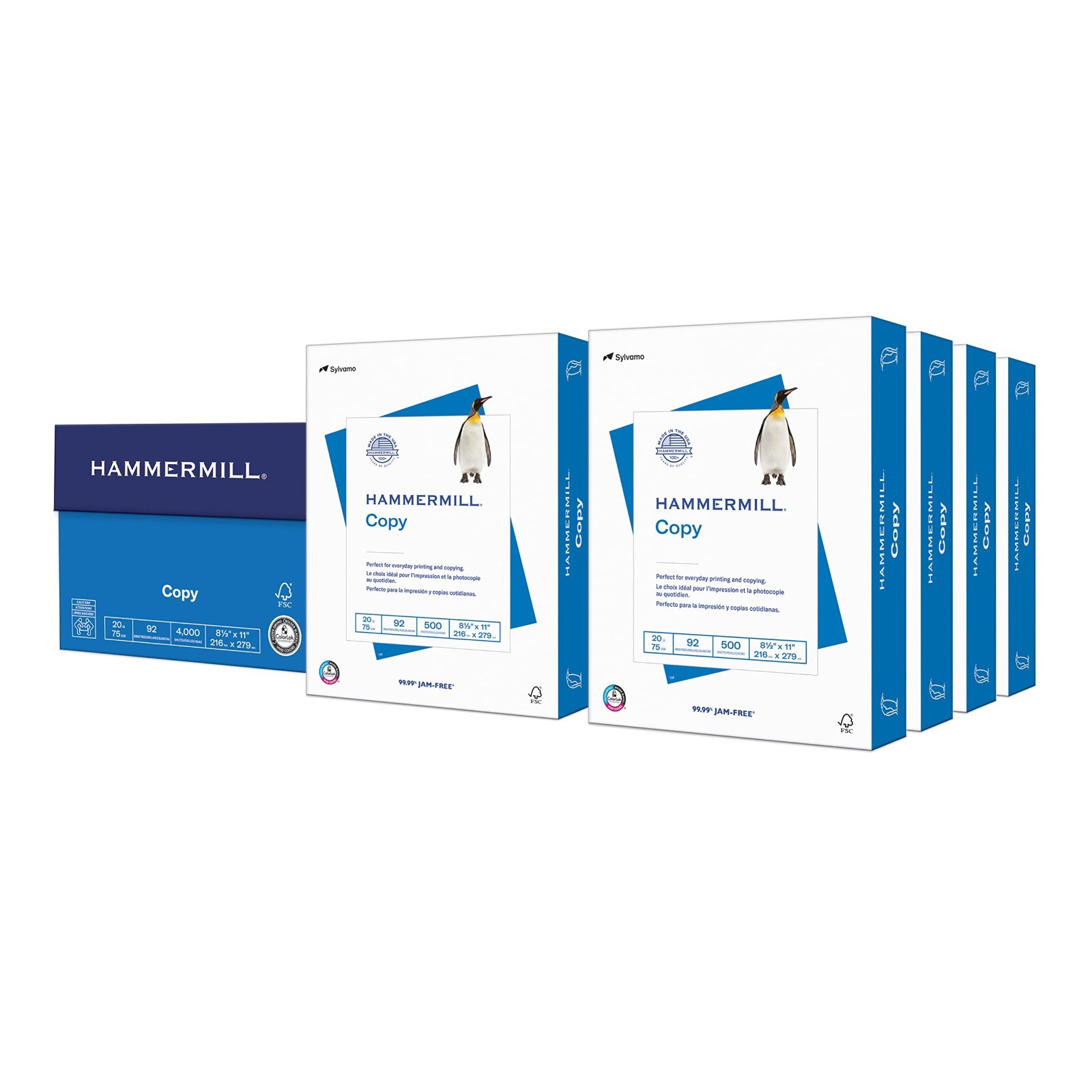 High-Quality 20 lb Copy Paper, 8.5×11, 4000 Sheets, 92 Bright, USA Made, 8 Reams
