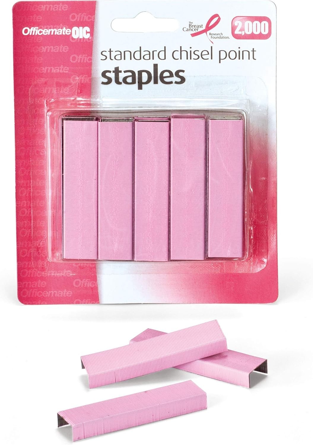 Breast Cancer Awareness Officemate Pink Standard 2000 Staples- 105 per Strip
