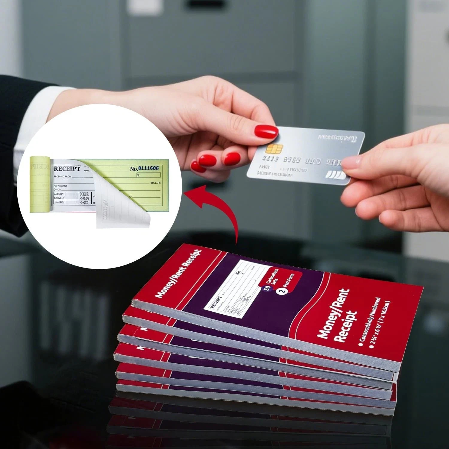 6-Pack Carbonless Receipt Book for Small Business – Money & Rent Receipts,…