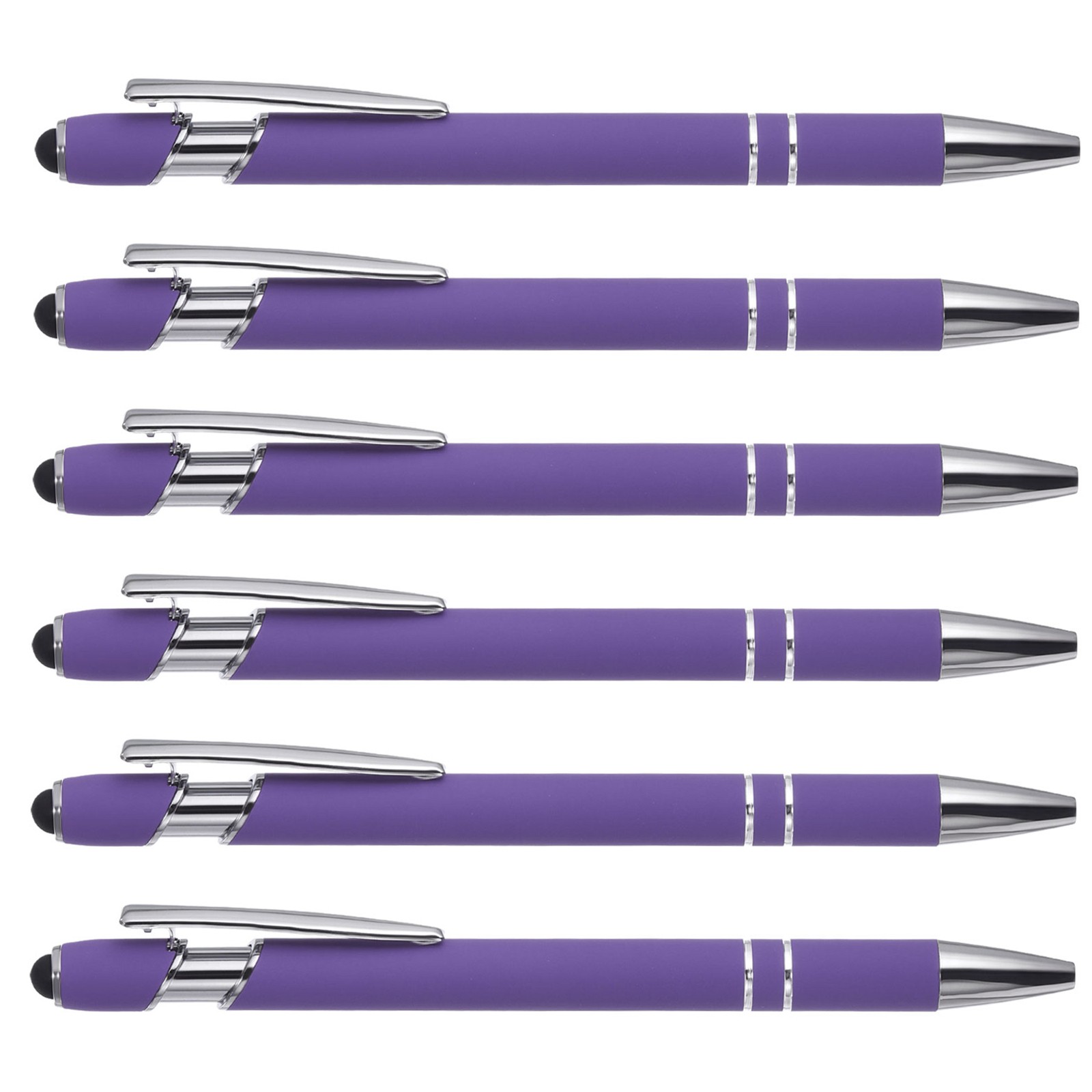 6X Ballpoint Pen with Stylus Tip 2 in 1 Metal Pen Style 1, Purple