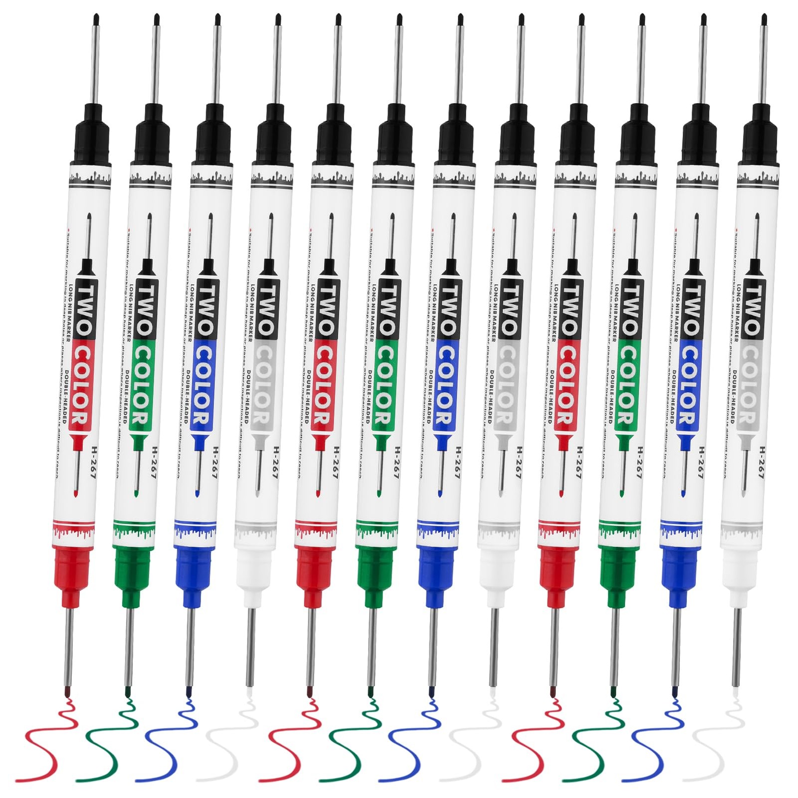 12 PCS Long Head Deep Hole Marker Pens,20mm Long Nib Marker, Longs Nose Marke…