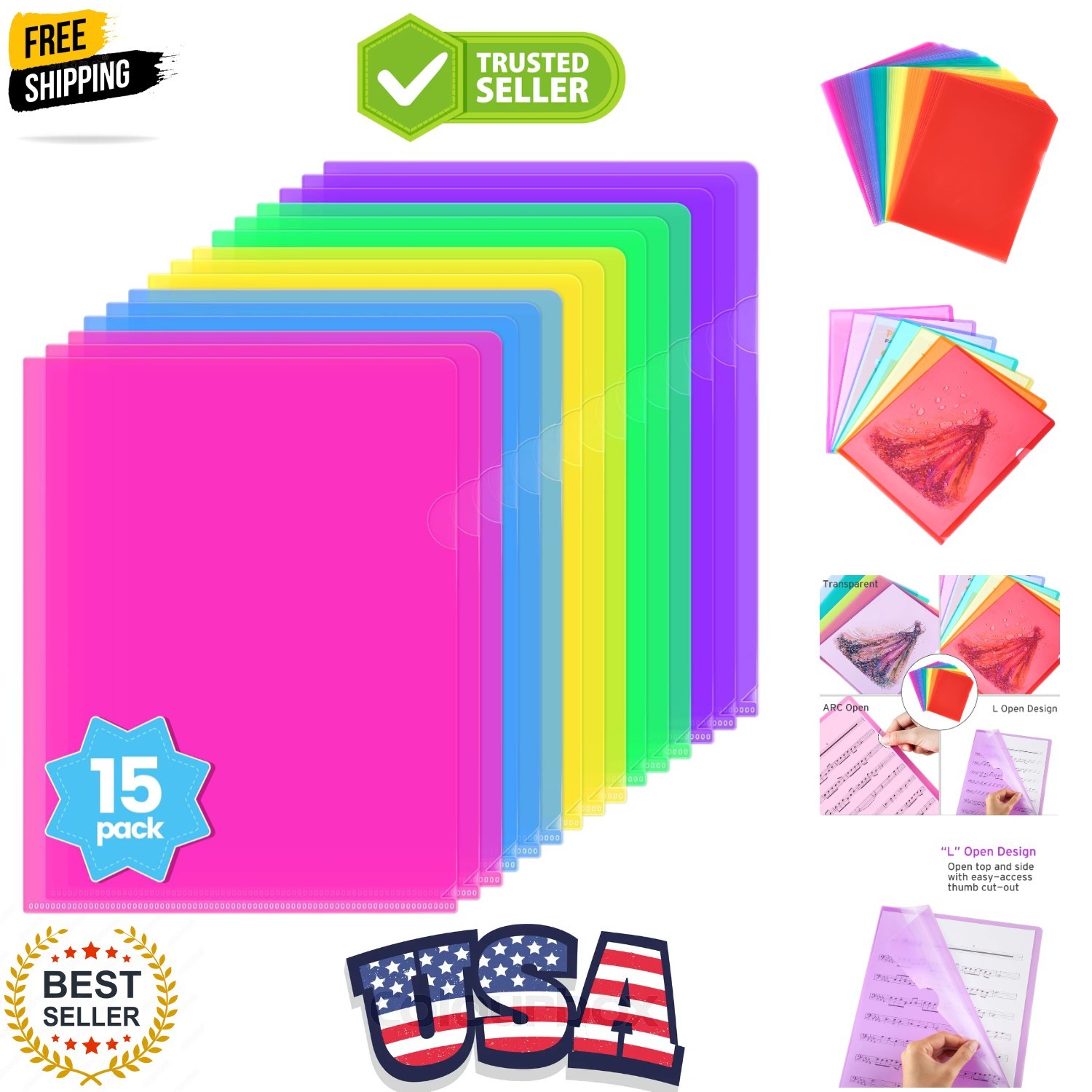 15 Pack Clear Document Folder, Plastic Sleeves for Paper 8.5 x 11, Plastic Fi…