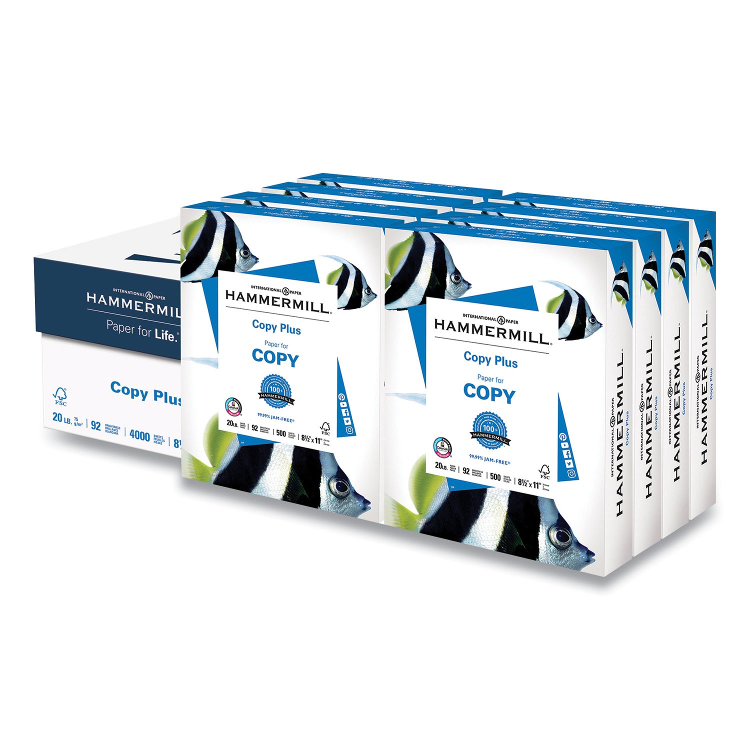 Copy Plus Print Paper, 92 Bright, 20 lb Bond Weight, 8.5 x 11, White, 500 Sheets