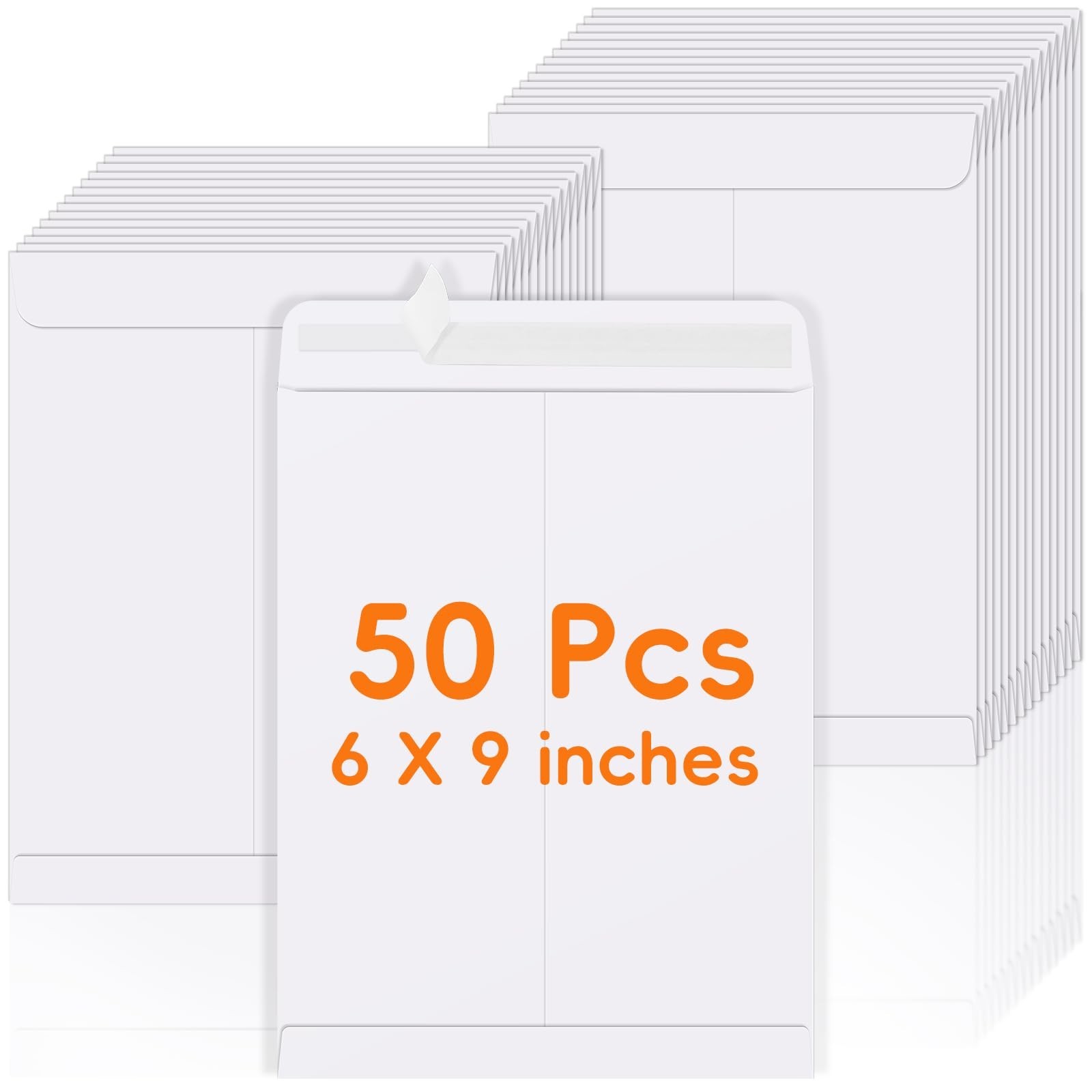 50 Pack 6×9 Envelopes Self Seal, White Catalog Mailing Envelopes 6 x 9 Manill…