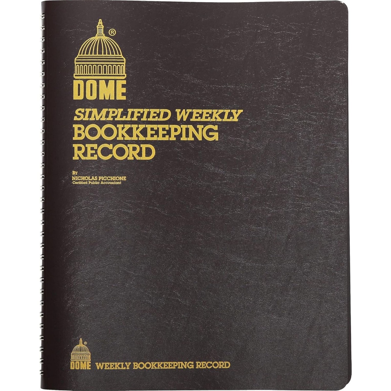Dome DOM600 Bookkeeping Record Book Weekly 128 Pages 9 x11 Inches, Brown