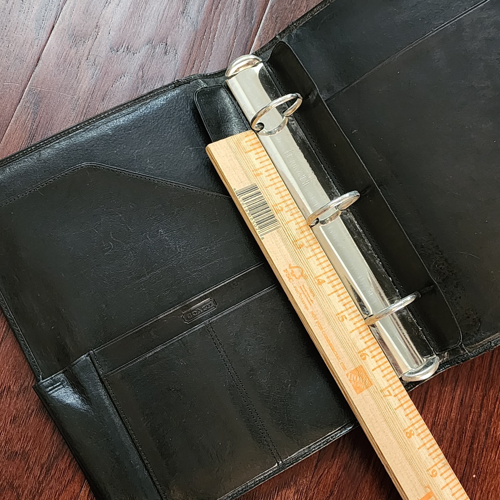 Vintage Coach 7.5″x9.5″ 3-Ring Black Leather Day Planner Binder Organizer UNISEX
