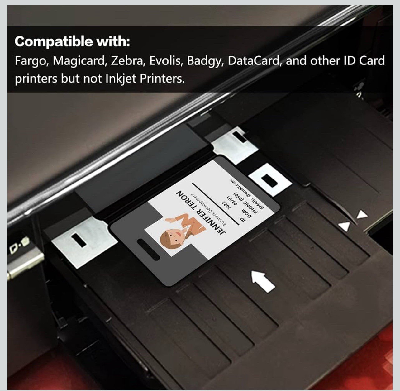 Pack of 500 White CR80 Standard Size PVC Cards with Slot Punch on Short Side by