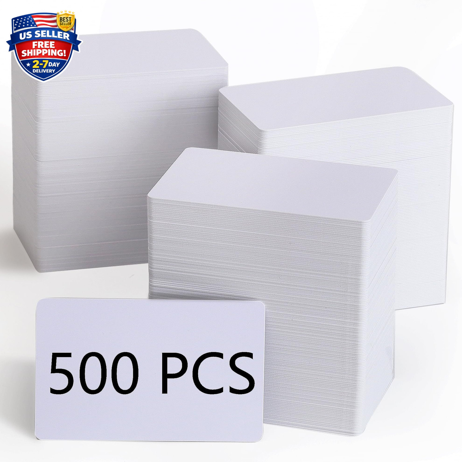 500 Pack Blank White PVC ID Cards – CR80 30 Mil Plastic Cards for Photo ID Badge