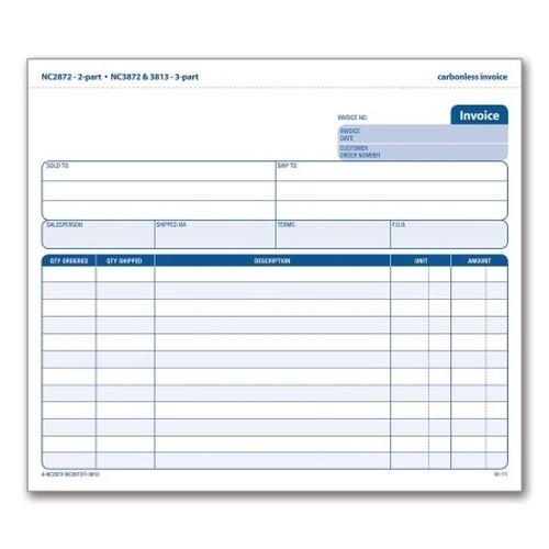 Adams Invoice Unit Set, 2-Part, Carbonless, 8.5 x 7.44 White/Canary/Pink