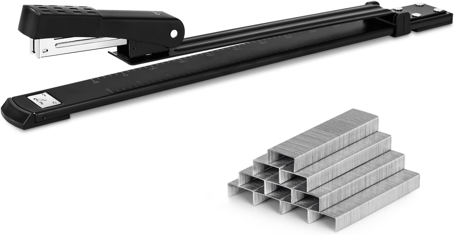 Deli Long Reach Stapler with 1000 Staples, 20 Sheet Capacity, Long Arm Standard