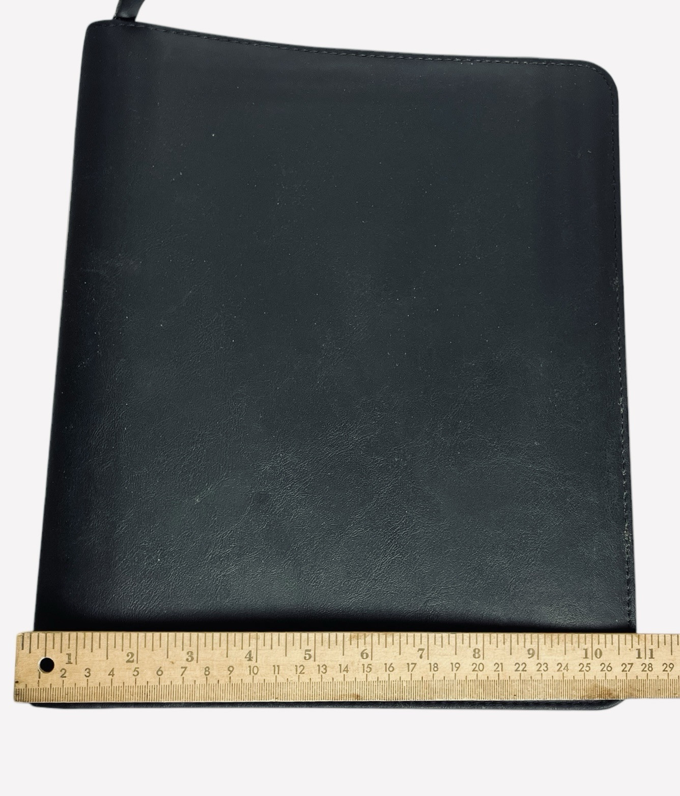 Franklin Covey Amway Binder 3 Ring Black Faux Leather Full Zip 13” x 11”