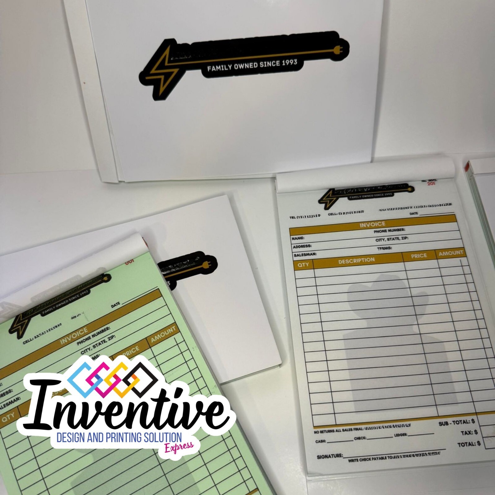 Custom sales notes/invoices for your business free design8.5×5.5″ passing paper.