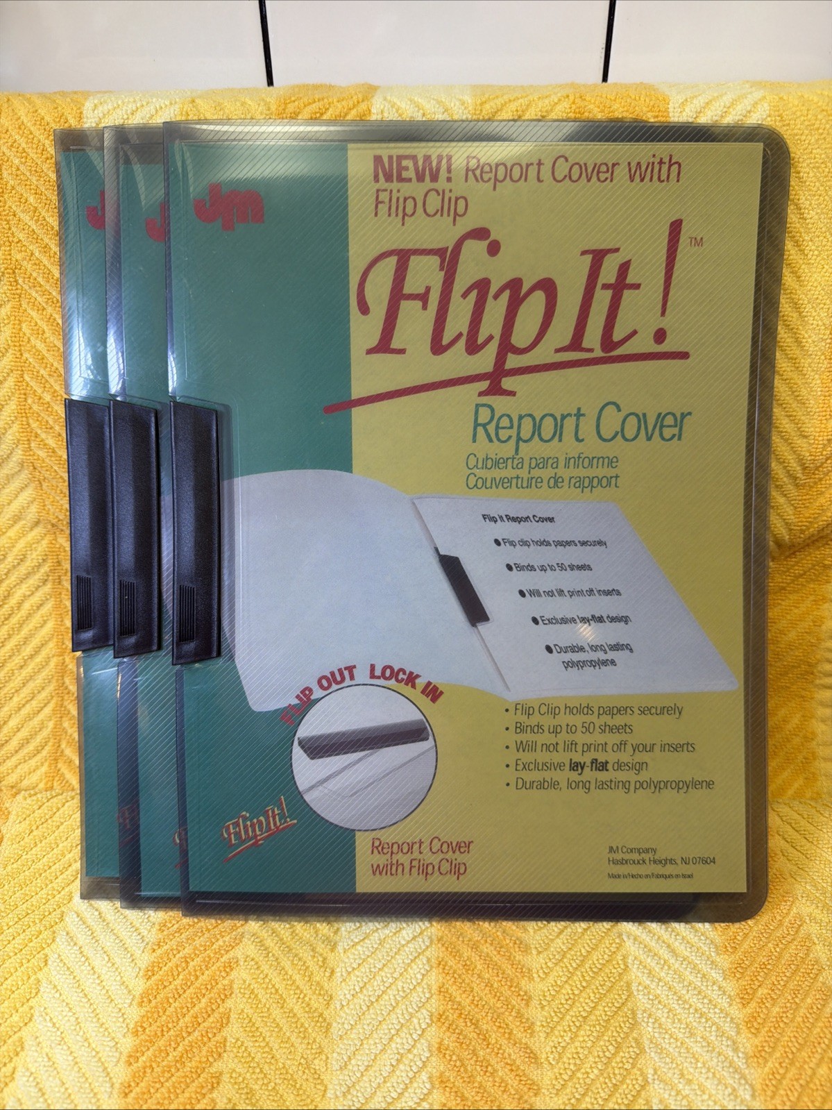 3 JM Translucent Smoke Flip It Report Covers w/ Flip Out Lock In Up To 50pgs