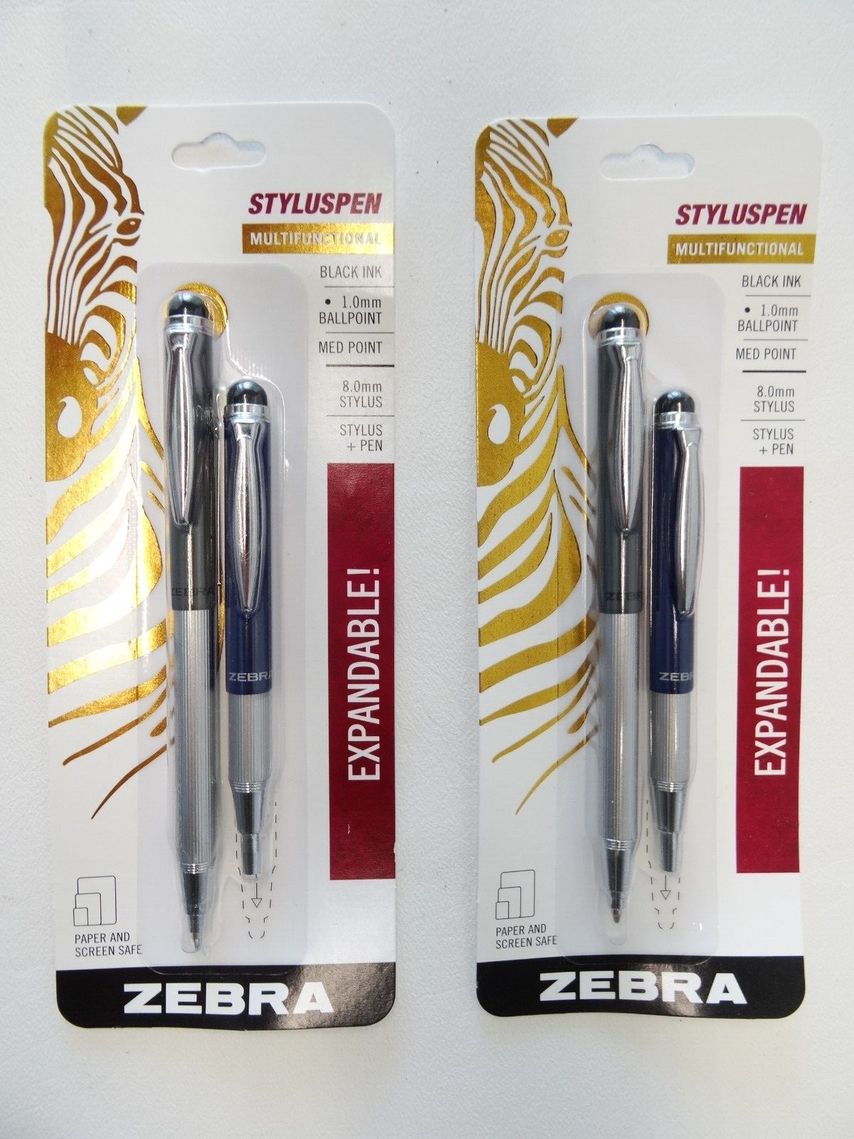 4 – Zebra StylusPen Telescopic Ballpoint Pens, Medium Point, 1.0mm, Black Ink