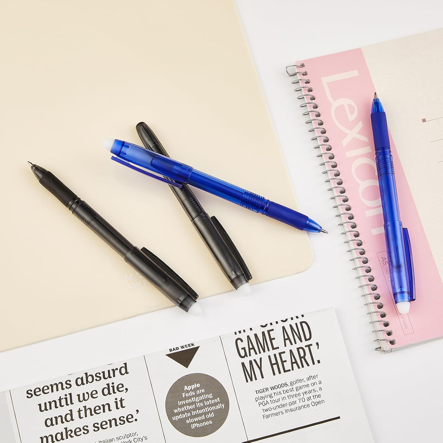 Erasable Gel Pens 0.7Mm Fine Point, 12 Pack, Black and Blue