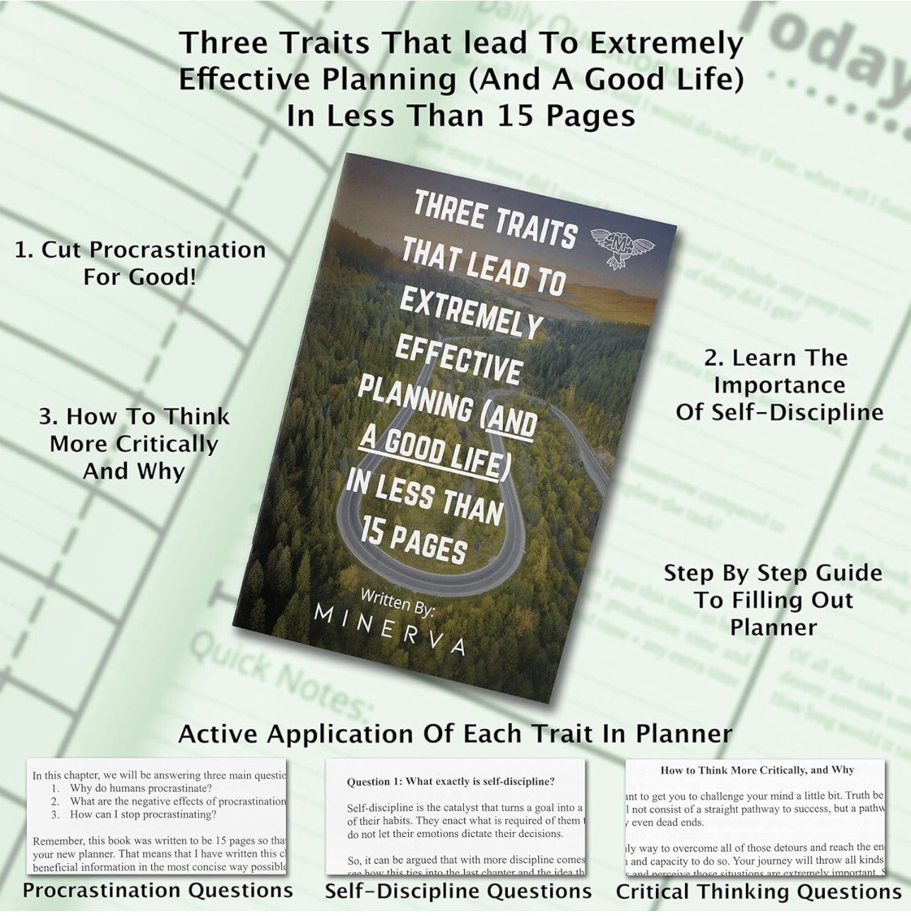 MINERVA Premium 3-in-1 Personal Growth Planner. Goal Setting + Monthly Planning