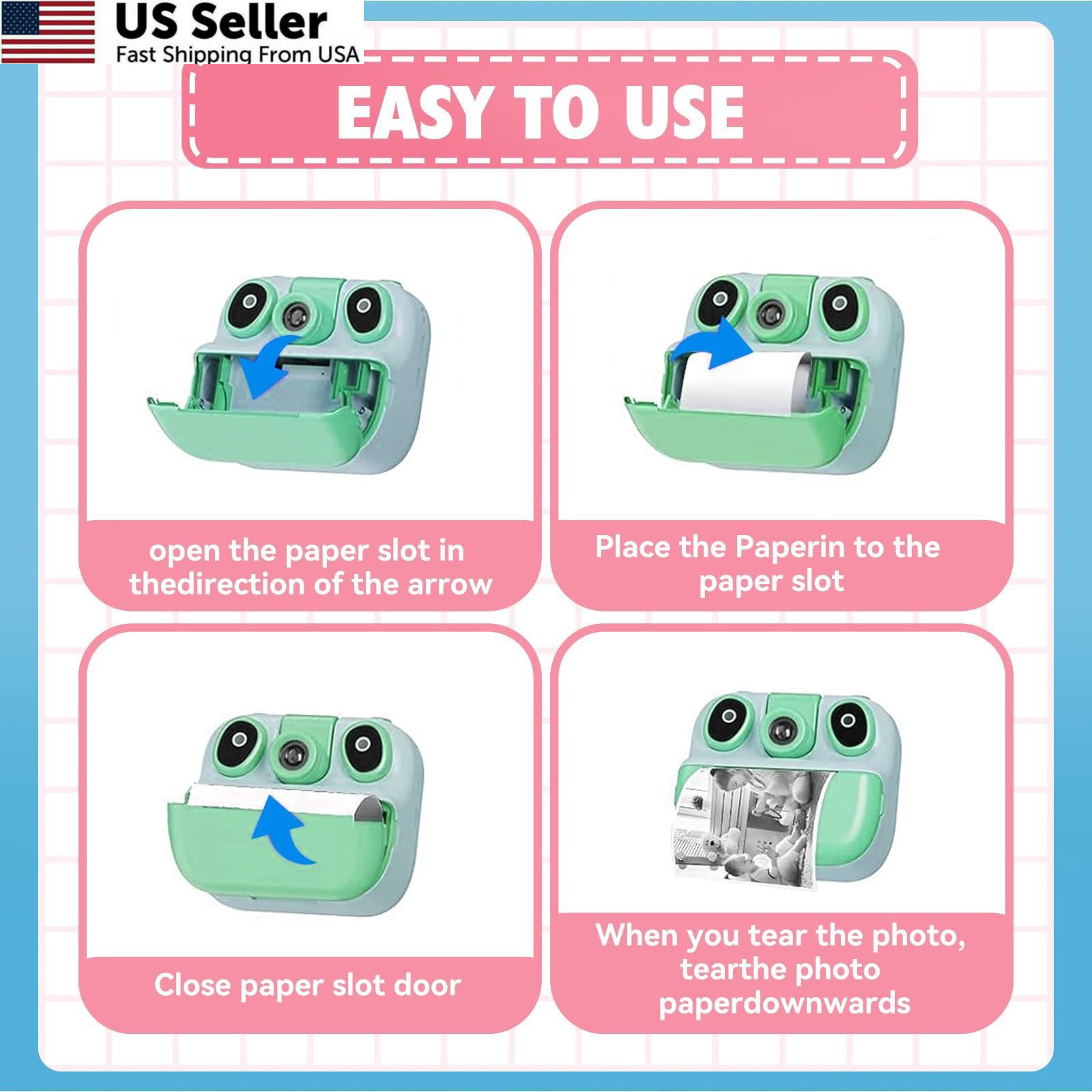 12 Rolls Mini Thermal Printer Sticker Paper, Kids Instant 12 Paper