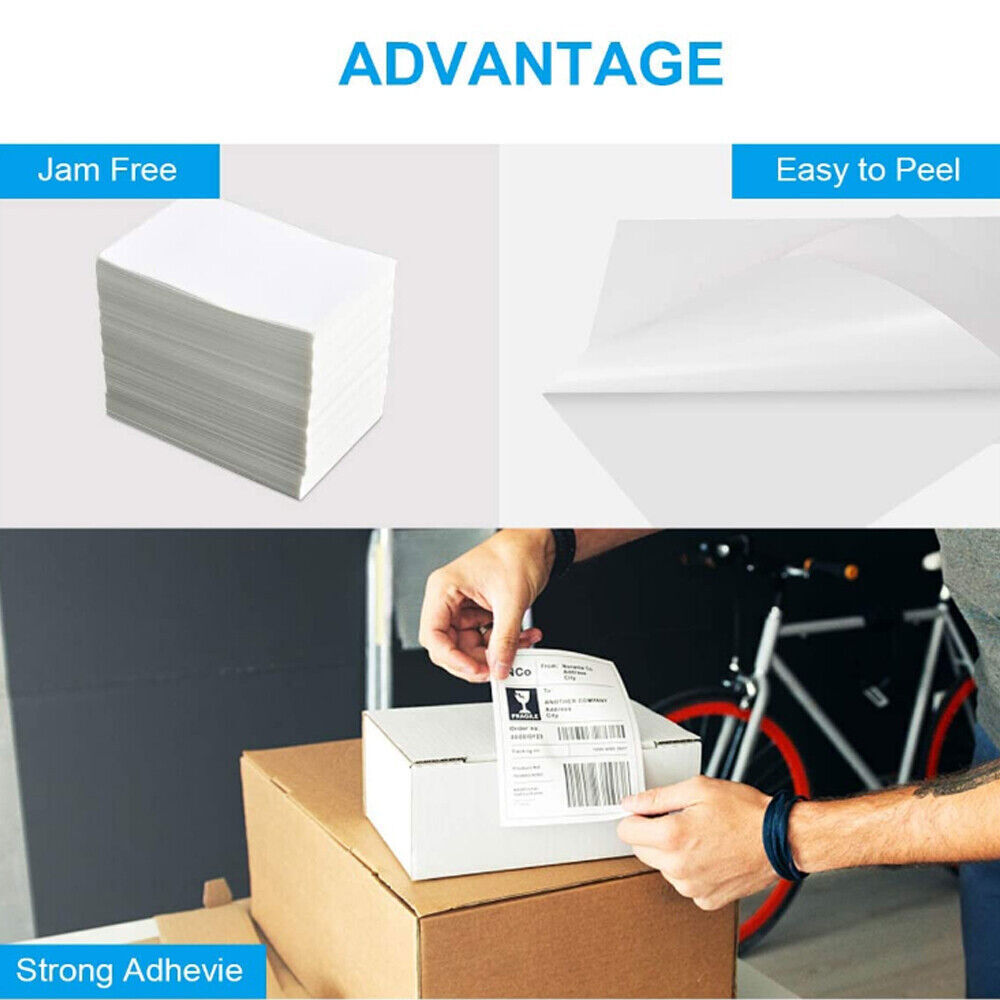500/Stack 4x 6 Fanfold Direct Thermal Shipping Labels for Zebra & Rollo Printers