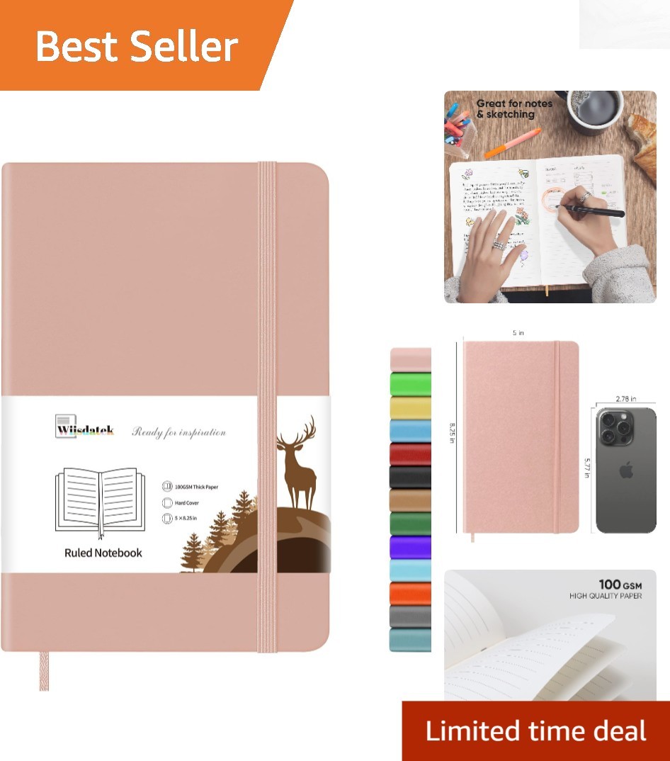 Minimalist Pink Leather Journal with 128 Pages – Ideal for Notes & Daily Diaries
