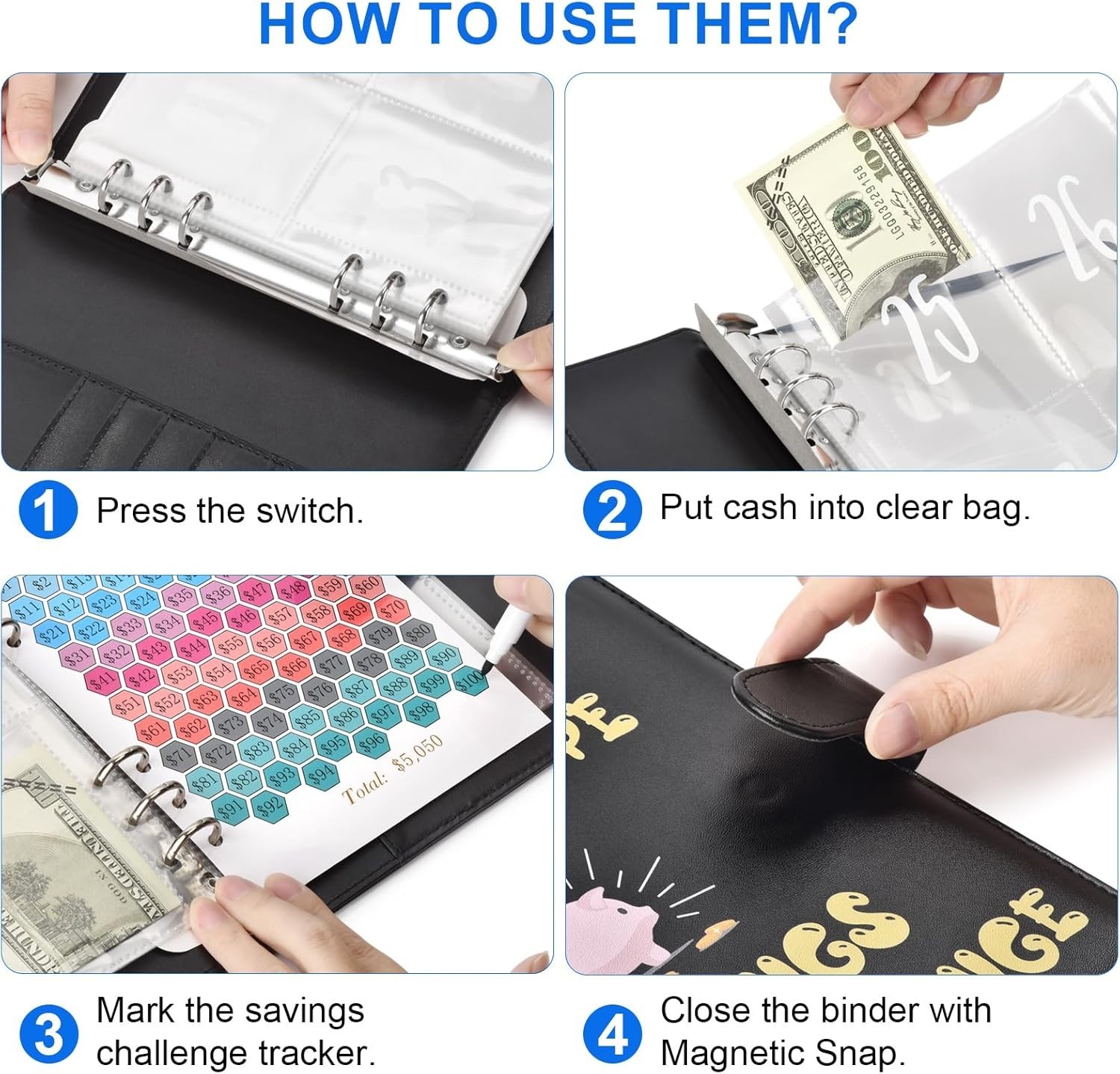 100 Envelope $5050 Savings Challenges Book With Envelopes Save Money Binder