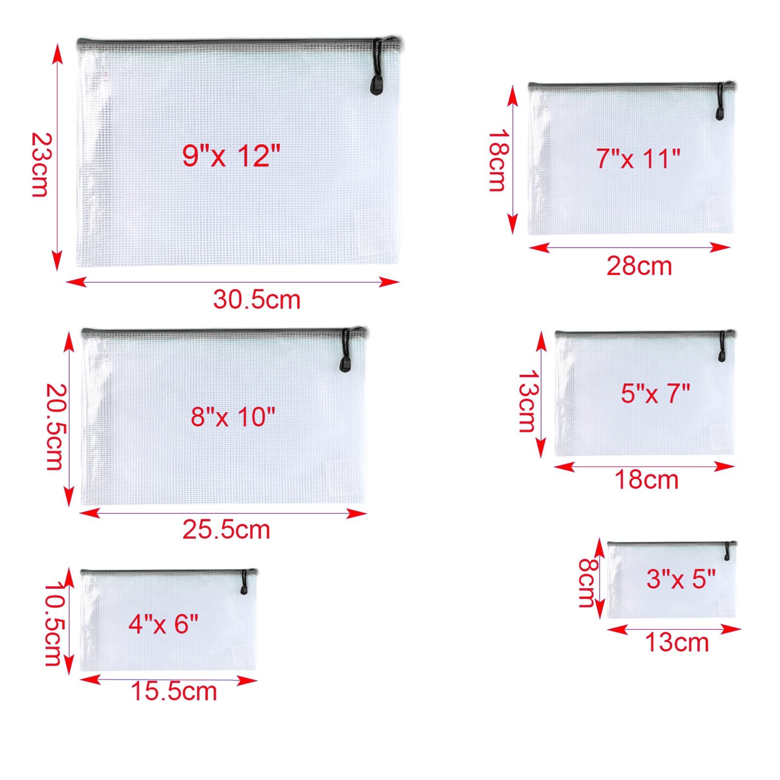 -24PCS-8 x 10″ inches-Mesh Zipper Pouch, Plastic Zip File Folders Puzzle Bags…
