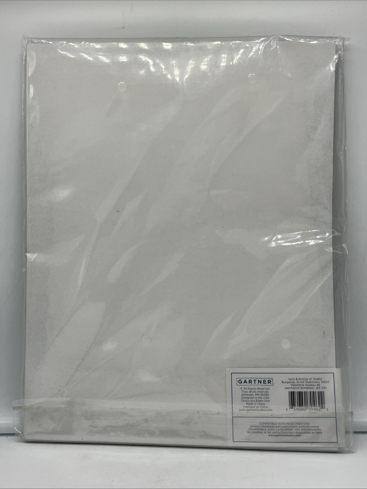 Gartner Burgandy Scroll Stationary 100 Count 8.5 x 11 inches NEW – FREE SHIPPING