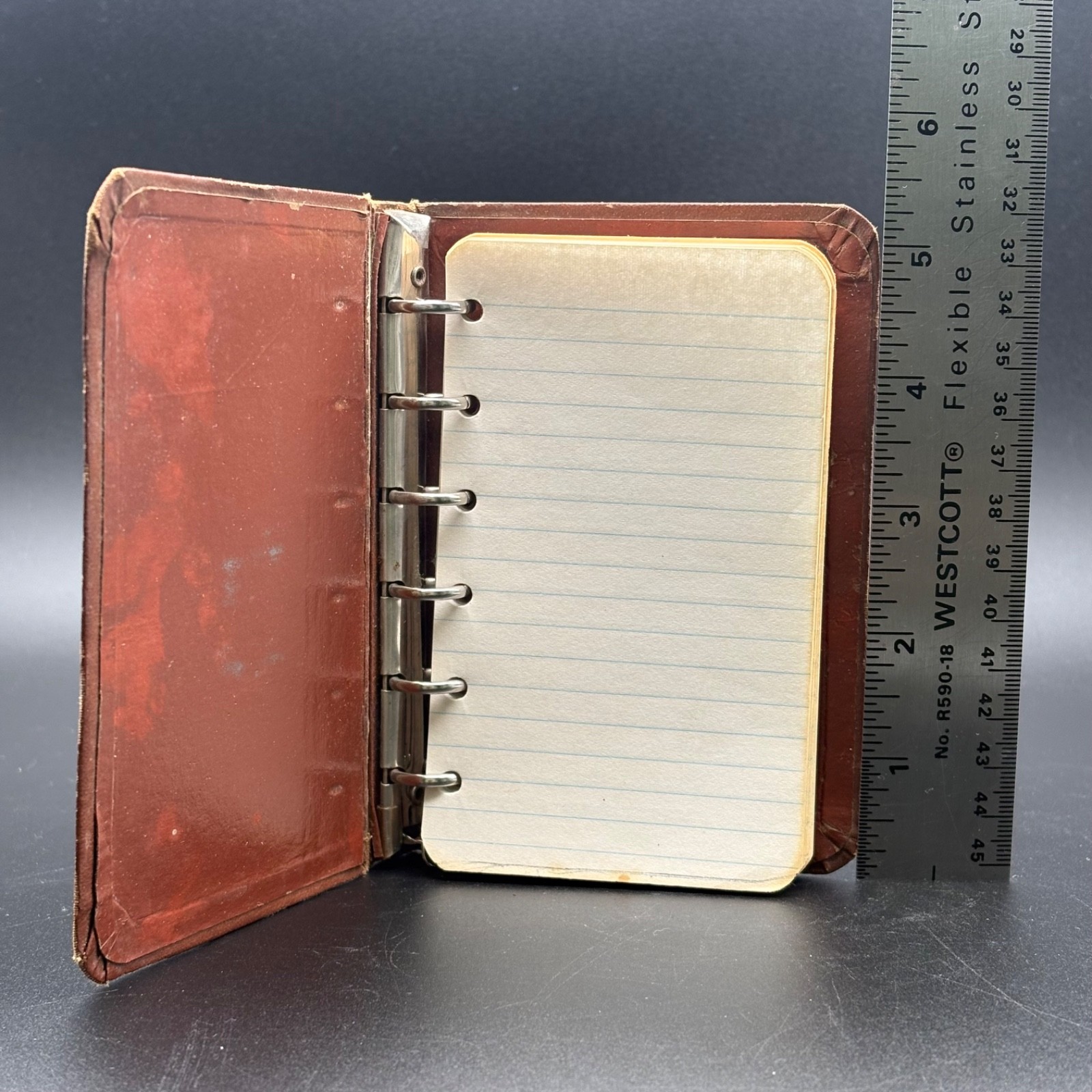 Antique Brown Mini 6 Ring Notebool Journal Vintage Binder