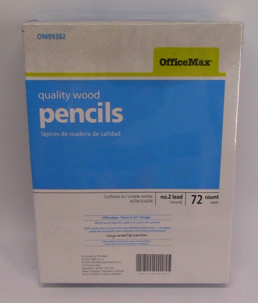 Office Max Quality #2 wood Yellow pencils 72 count new-in-package