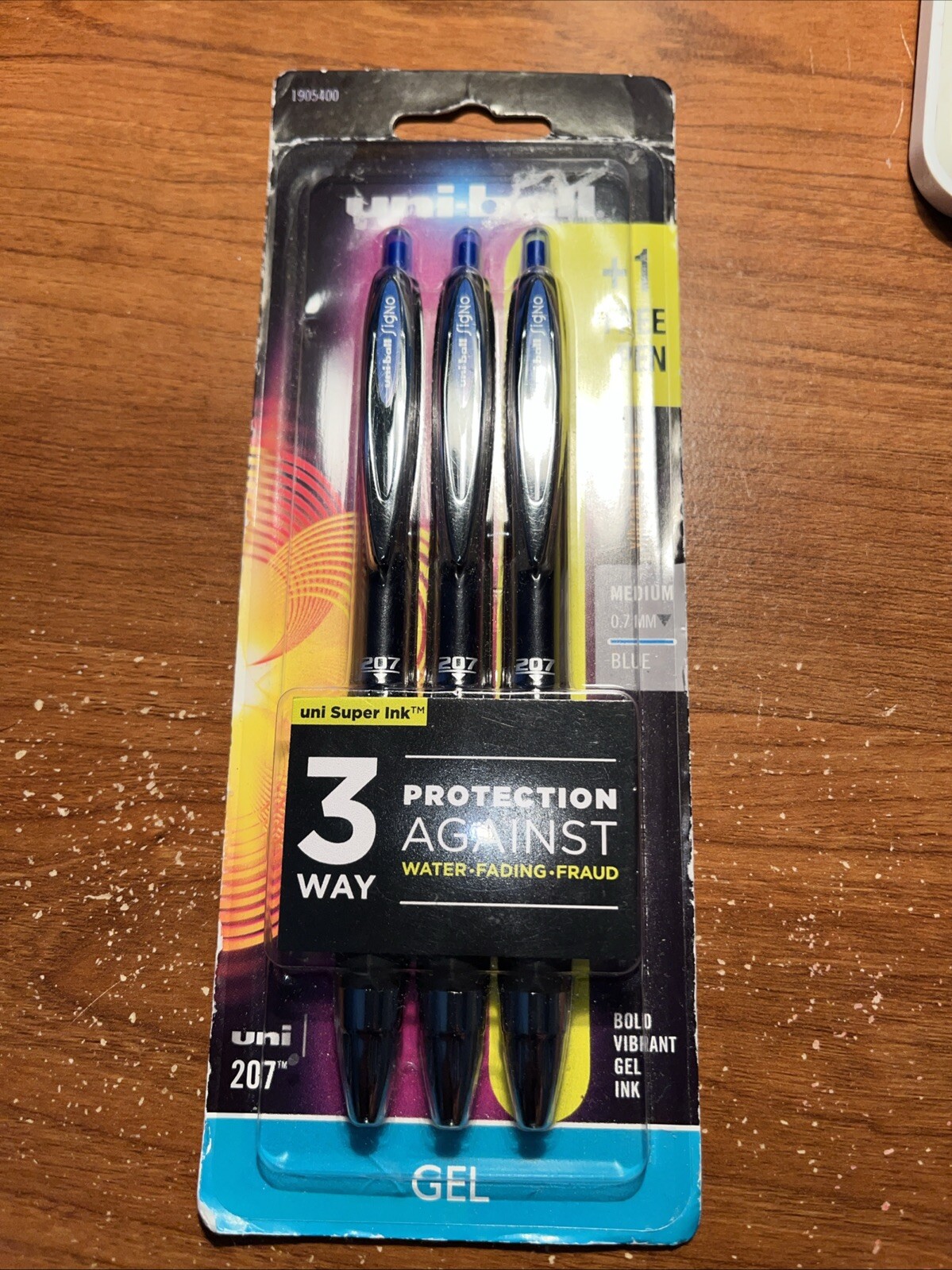 uni-ball 207 Plus+ Gel Pens – 1 Pack 3 Blue Ink, 0.7mm Medium Point Pens