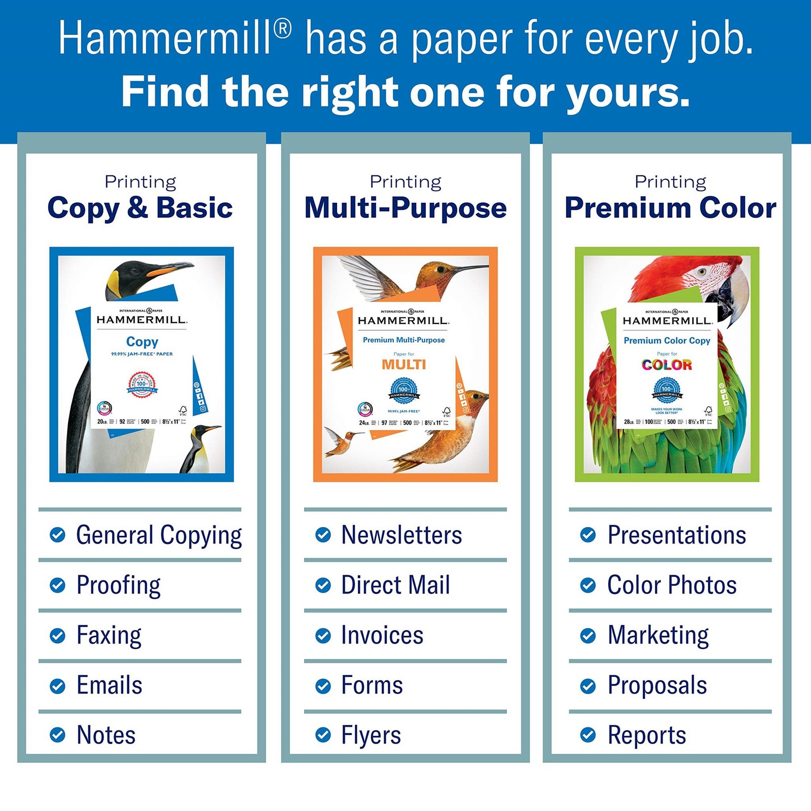Hammermill Colored Paper, 20 lb Turquoise Printer Paper, 8.5 x 11-10 Ream (5,000