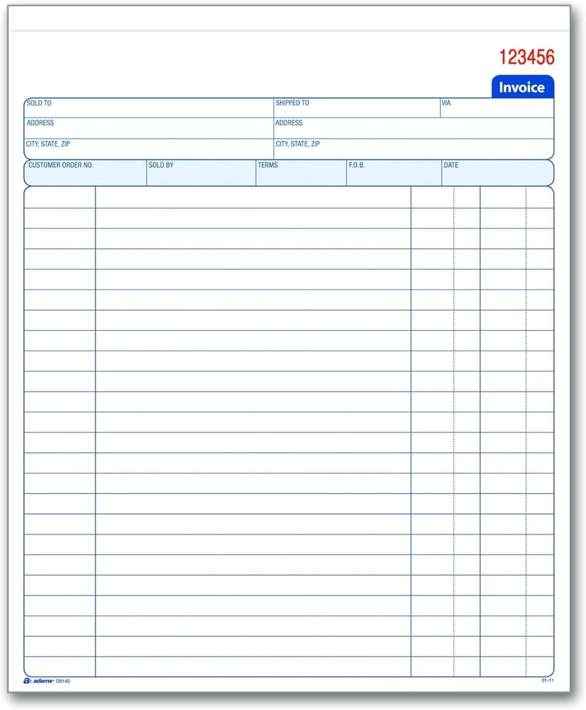 Adams Invoice Book, 8-3/8 x 10-11/16 Inches, 2-Part, Carbonless, White/Canary