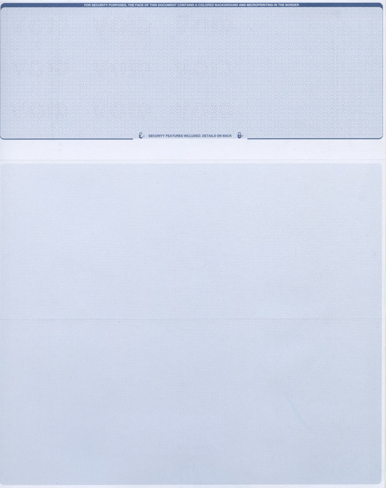 25 Blank Check Stock Paper – Check on Top – “Blue Diamond”