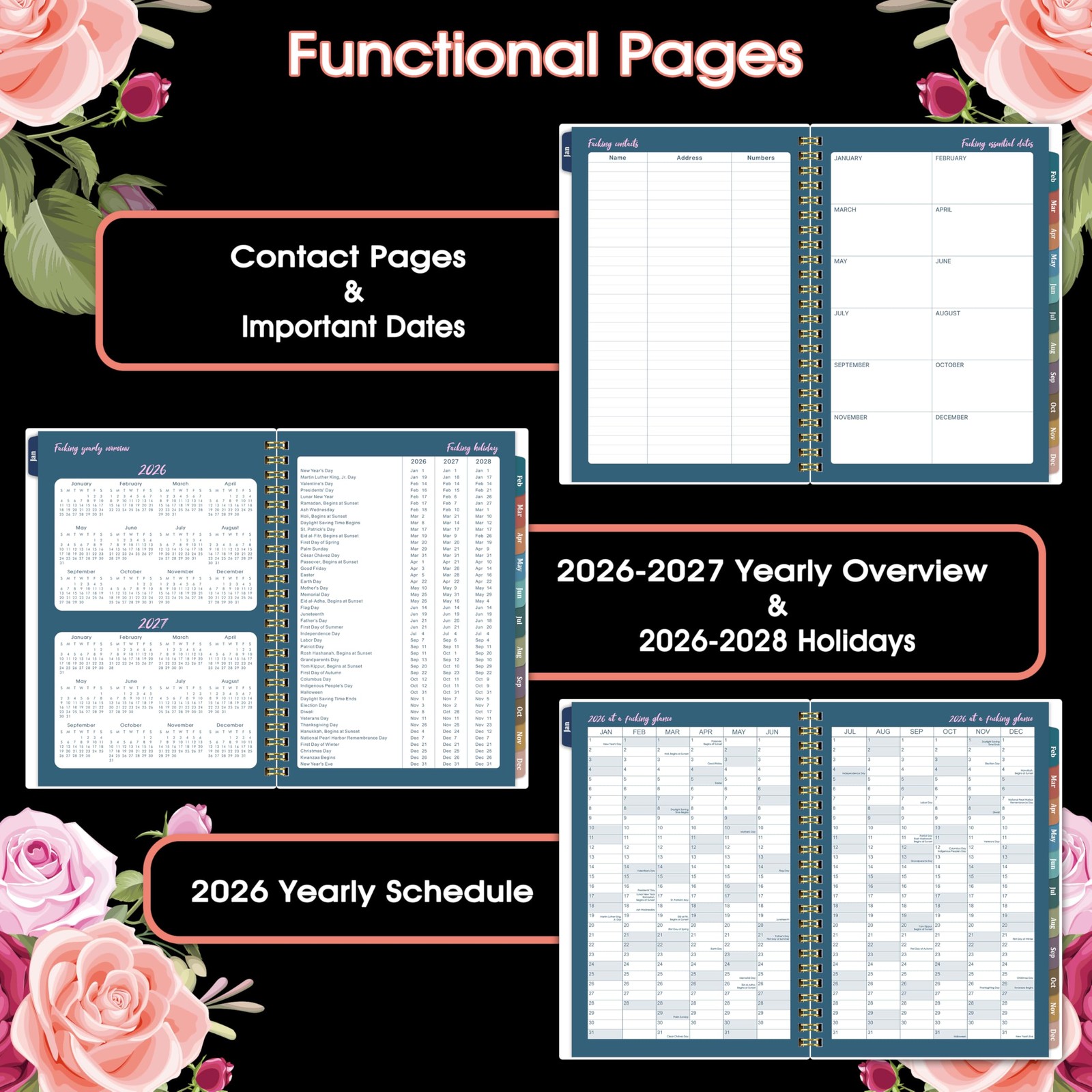 2026 Planner – 6.4” x 8.5”, 2026 Weekly & Monthly 6.4 x 8.5 inches, Black